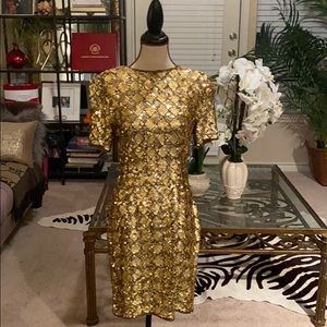 Gold sequin vintage dress 223